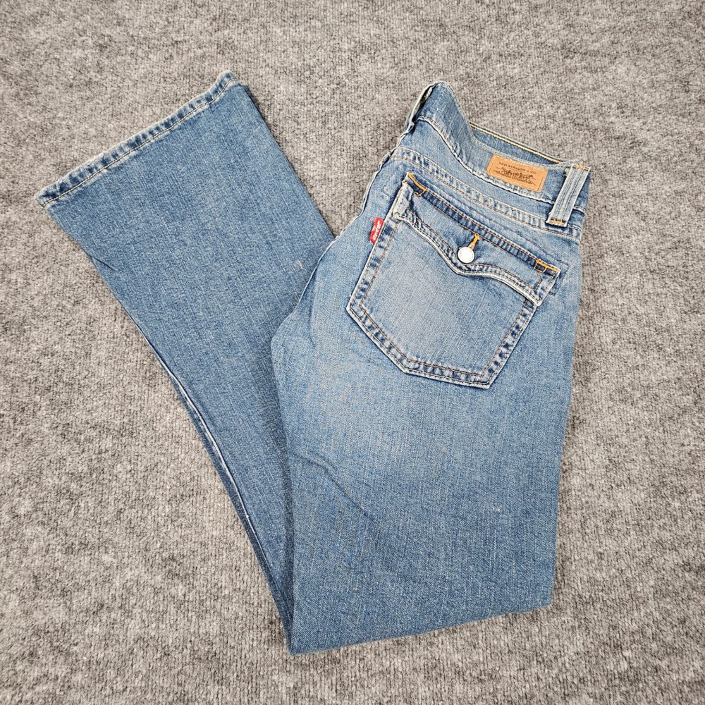 Levi's 504 Slouch Flare Jeans Womens 11M Jr Low Rise Medium Wash Whiskered Y2K